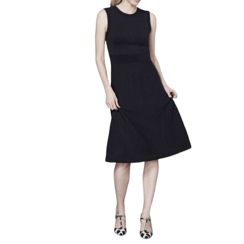 Boden Black Ribbed Sleeveless Dress Size 12 L